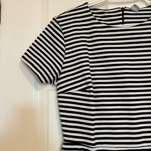 Black and white striped dress